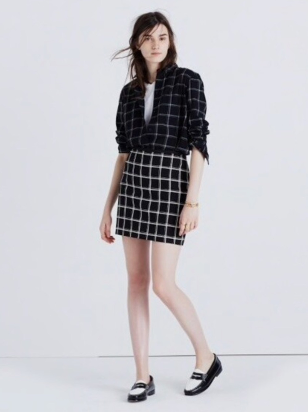 Madewell Double Windowpane Pencil Skirt